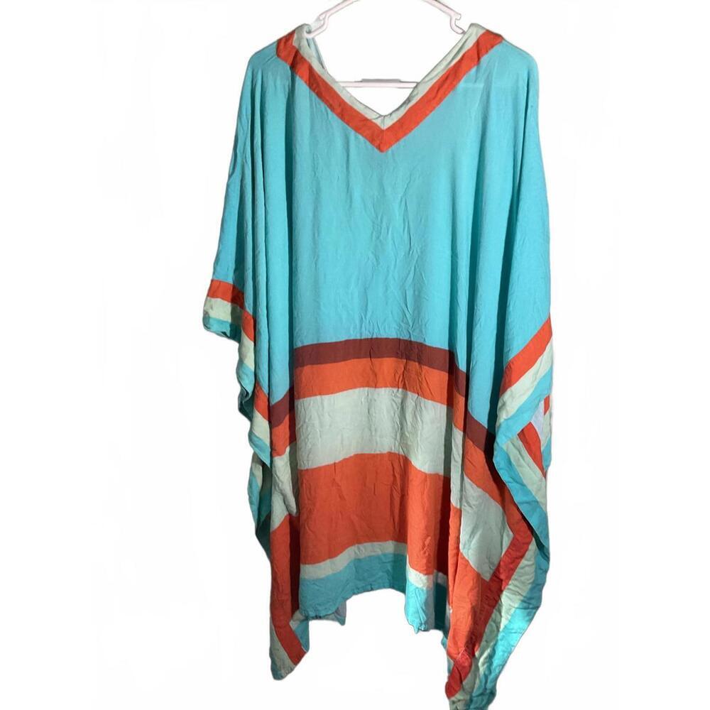 Soft Surroundings Beach Kaftan / Coverup with floral Embroidery Beading One size - Picture 9 of 10